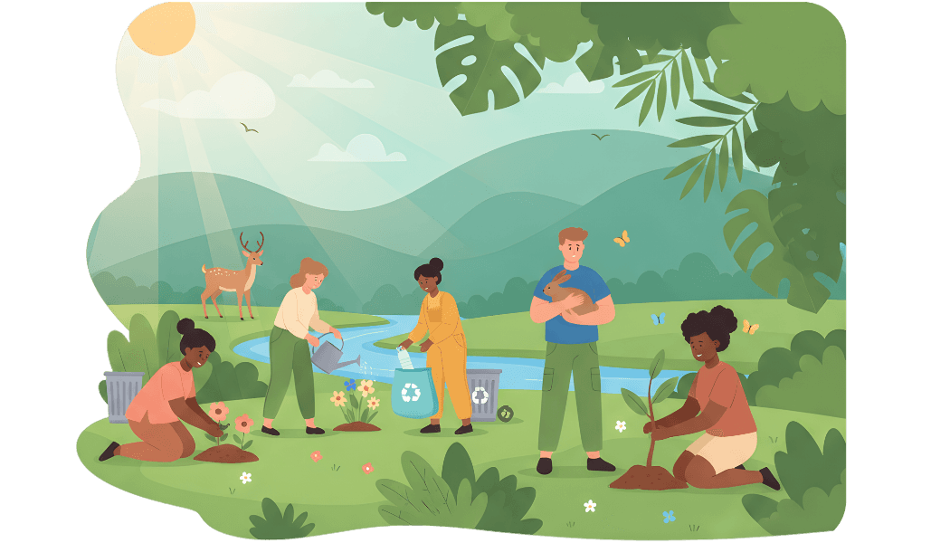 Community planting trees for sustainability